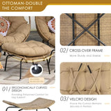 Oversized 2-Person Wicker Egg Chair with Ottoman – Indoor/Outdoor Lounge