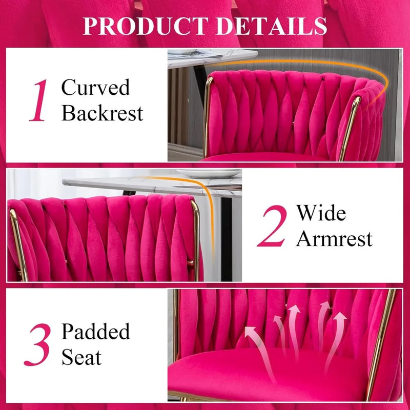 Velvet Dining Chairs Set of 2 – Tufted Accent Chairs with Gold Legs