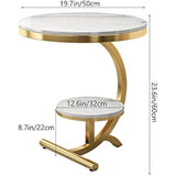 Luxury Marble End Table – Gold Round Coffee Table for Home Décor