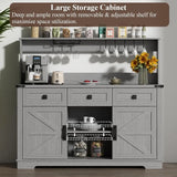 Farmhouse Bar Cabinet with Hutch & Storage Drawers