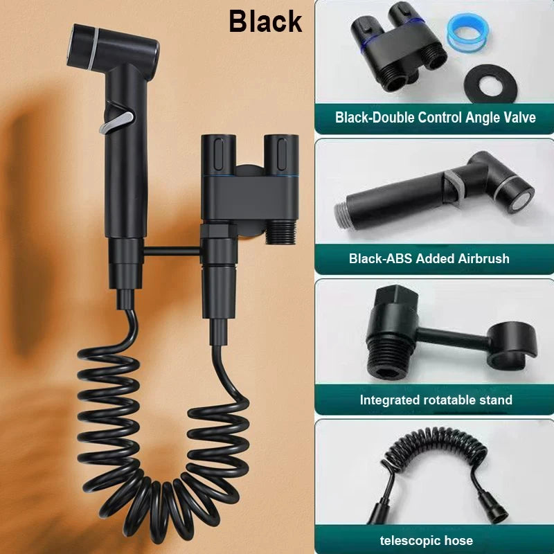 Wall-Mounted Toilet Bidet Sprayer with Double Outlet Angle Valve