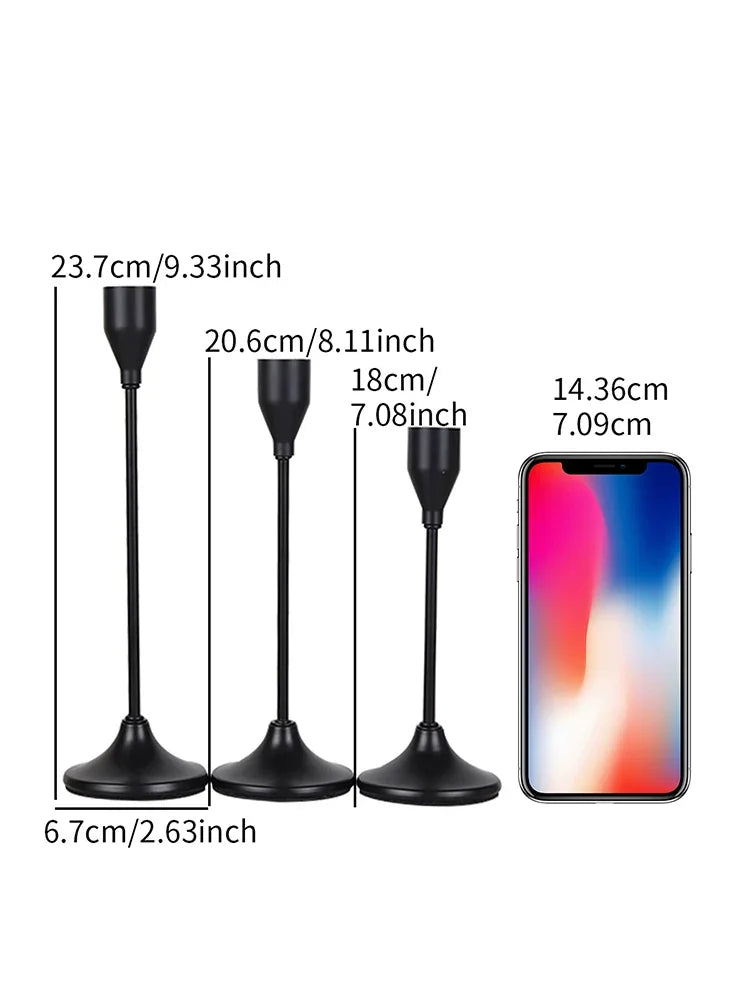 3Pcs European Style Metal Candle Holders – Wedding & Home Décor