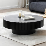 31.5" Natural Coffee Table – Modern Solid Wood Drum Tea Table for Living Room