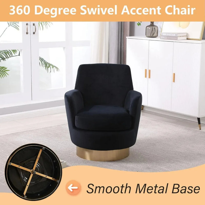 Swivel Bucket Chair Set of 2 – Velvet Upholstered, 360° Rotation, Modern Accent Armchair