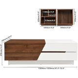 Modern Extendable Coffee Table with Hidden Storage – White & Walnut