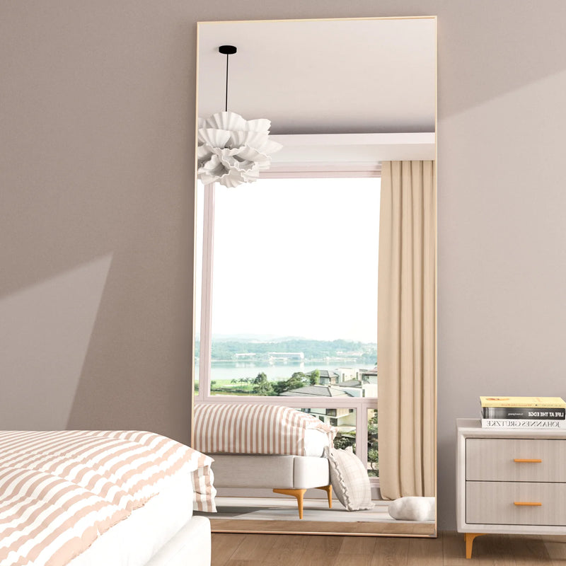 Krewe Home Interiors Full Length Mirror 65" x 24", Floor Standing Black Metal Frame