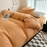 Solid Cotton Bedding Set with Duvet Cover, Pillowcases & Sheet, Multiple Sizes