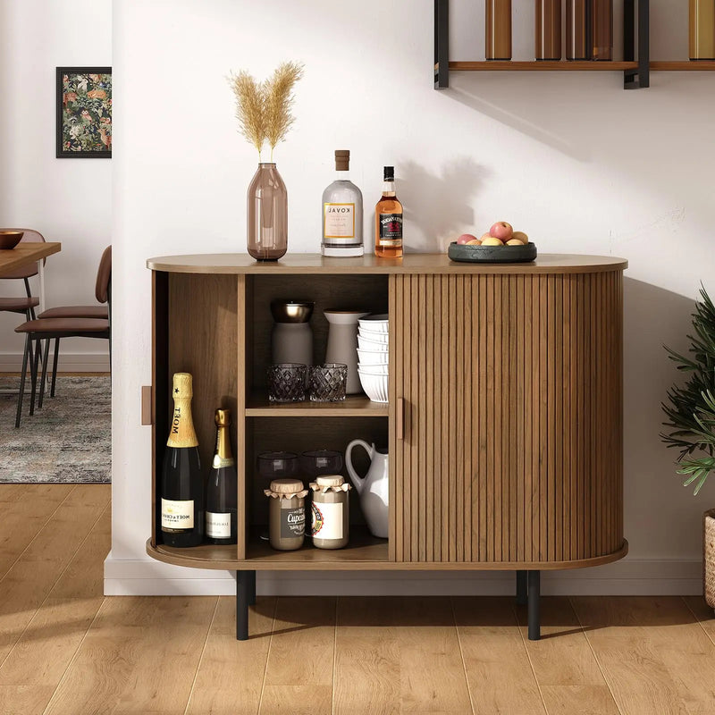 40" Modern Sideboard Buffet Cabinet with Sliding Door & Adjustable Shelf