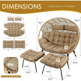 Oversized 2-Person Wicker Egg Chair with Ottoman – Indoor/Outdoor Lounge