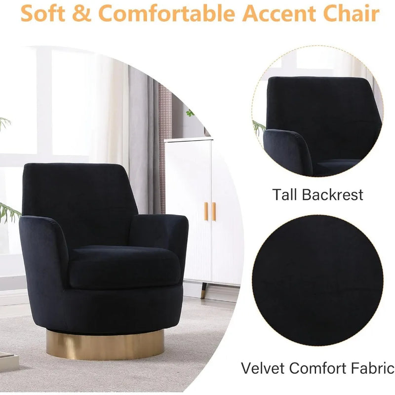 Swivel Bucket Chair Set of 2 – Velvet Upholstered, 360° Rotation, Modern Accent Armchair