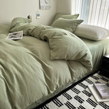 Solid Cotton Bedding Set with Duvet Cover, Pillowcases & Sheet, Multiple Sizes