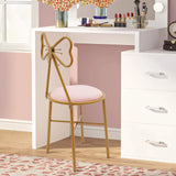 Butterfly Bow Tie Vanity Chair – Velvet Cushion, Gold Metal Frame