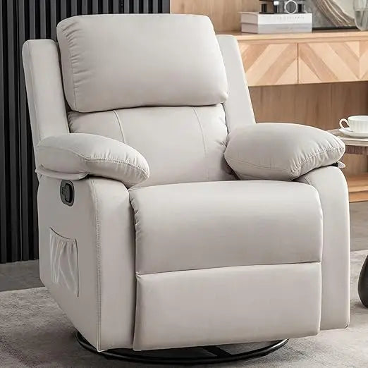 360° Swivel Rocker Recliner – Upholstered Glider Chair for Relaxation
