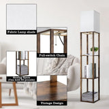 Floor Lamp with Shelf and 3-Color LED Bulb – 62" Modern Standing Light