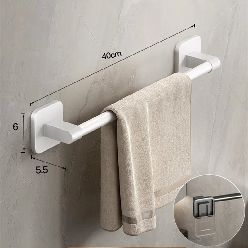Wall-Mounted Towel Holder – Adhesive No Drill Towel Shelf for Bathroom