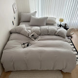Solid Cotton Bedding Set with Duvet Cover, Pillowcases & Sheet, Multiple Sizes