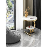 Luxury Marble End Table – Gold Round Coffee Table for Home Décor