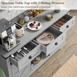 Farmhouse Bar Cabinet with Hutch & Storage Drawers