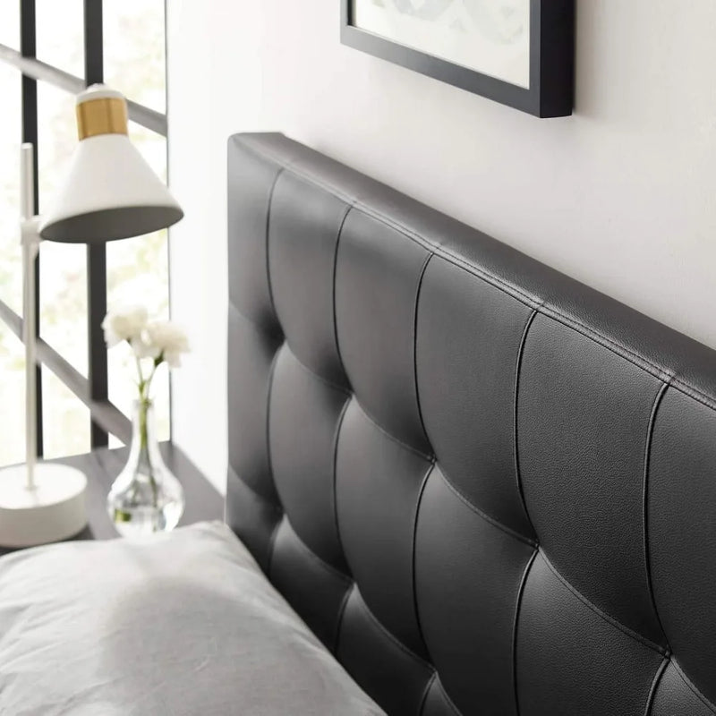Lily Tufted Vegan Leather Queen Headboard – Adjustable Height
