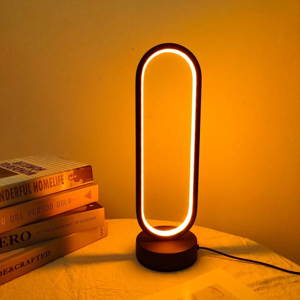 LED Ring Bedside Lamp with 3-Color Dimming – USB Powered