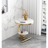 Luxury Marble End Table – Gold Round Coffee Table for Home Décor