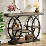 39.4" Industrial Console Table with 4-Tier Storage Shelves