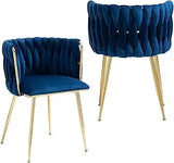 Velvet Dining Chairs Set of 2 – Tufted Accent Chairs with Gold Legs