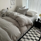 Solid Cotton Bedding Set with Duvet Cover, Pillowcases & Sheet, Multiple Sizes