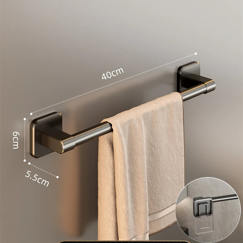 Wall-Mounted Towel Holder – Adhesive No Drill Towel Shelf for Bathroom