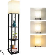 Floor Lamp with Shelf and 3-Color LED Bulb – 62" Modern Standing Light