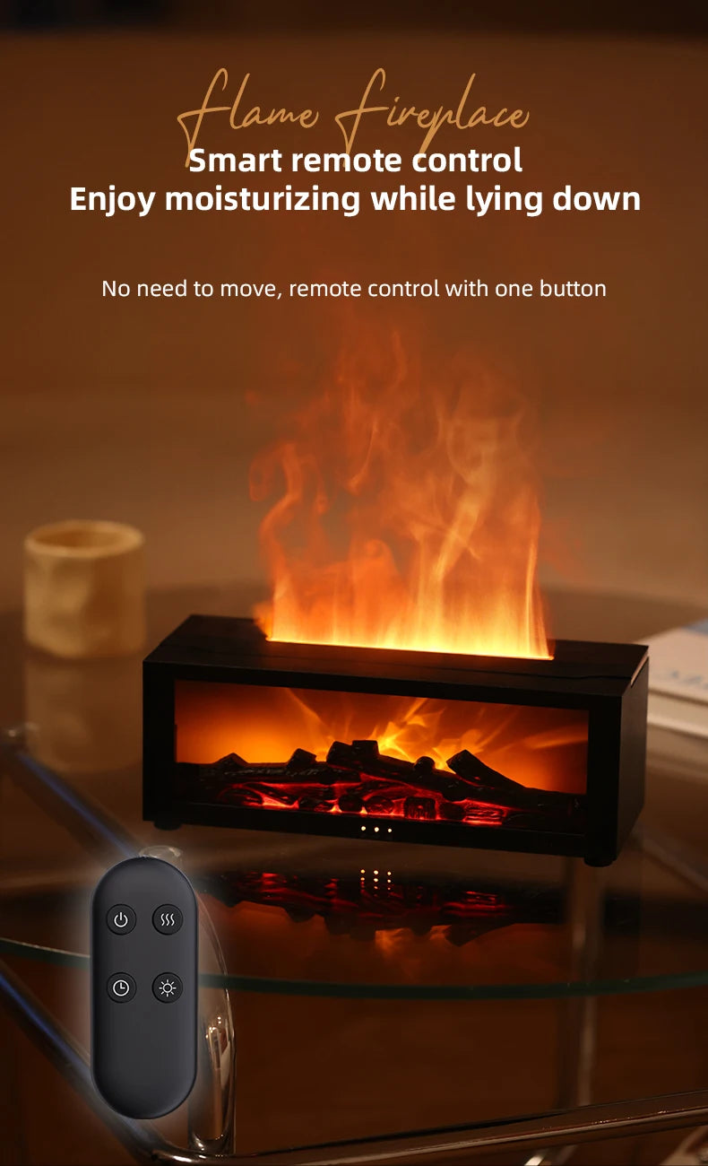 Fireplace Flame Aroma Diffuser with LED Light & Remote