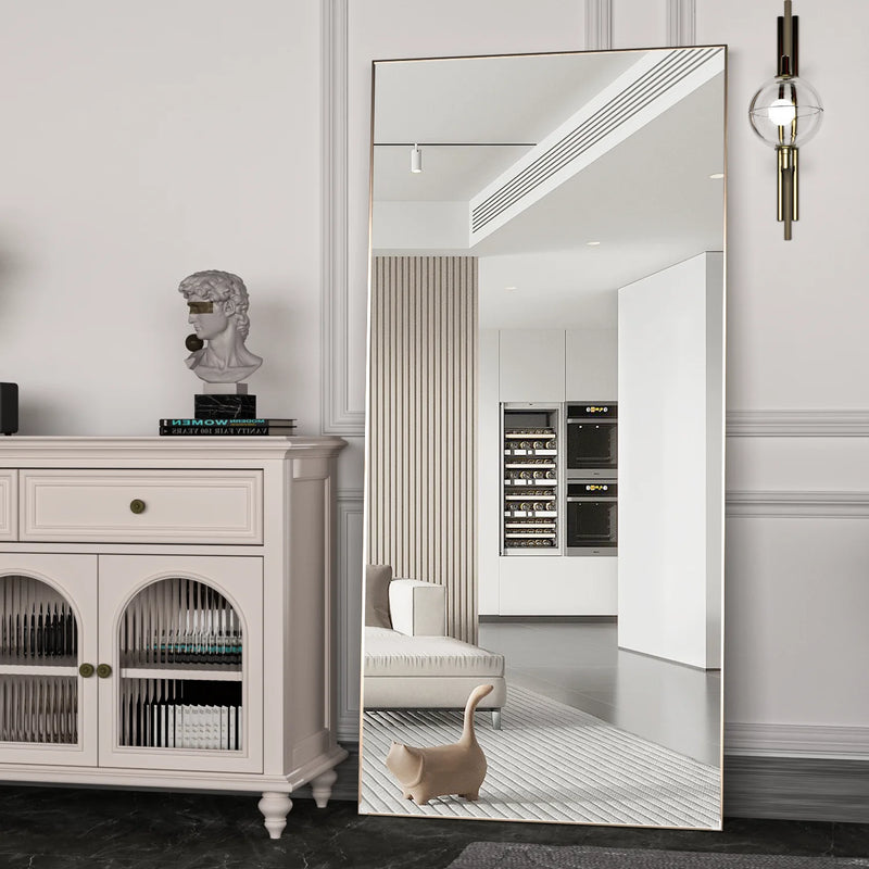 Krewe Home Interiors Full Length Mirror 65" x 24", Floor Standing Black Metal Frame