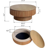 31.5" Natural Coffee Table – Modern Solid Wood Drum Tea Table for Living Room