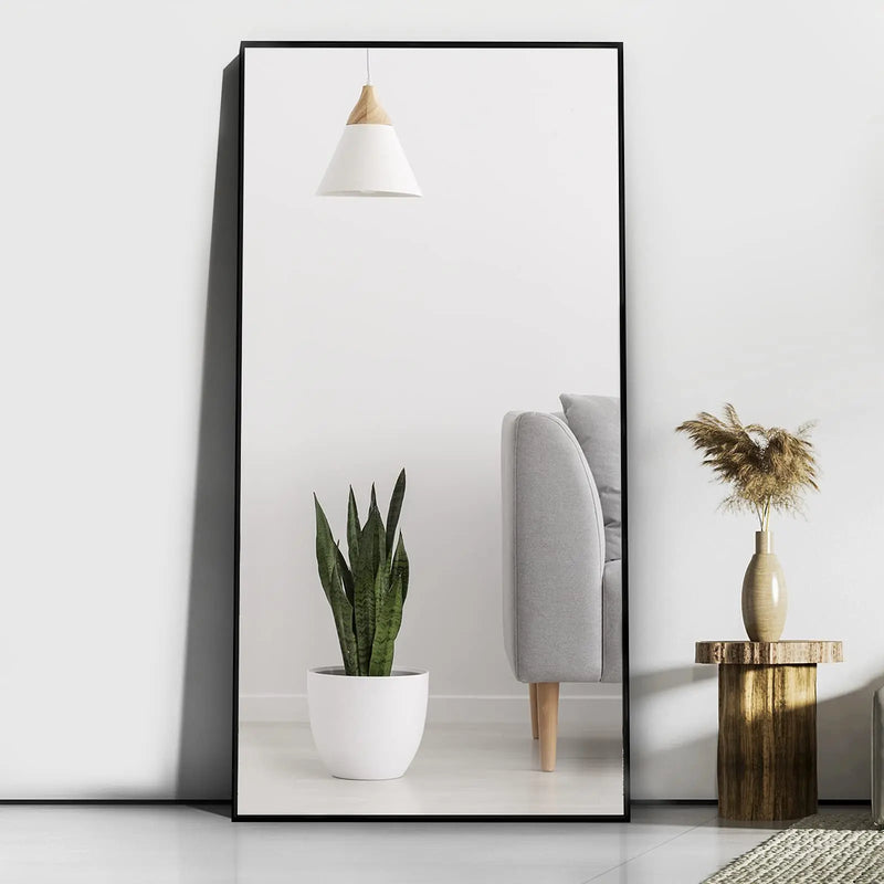 Krewe Home Interiors Full Length Mirror 65" x 24", Floor Standing Black Metal Frame