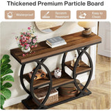 39.4" Industrial Console Table with 4-Tier Storage Shelves