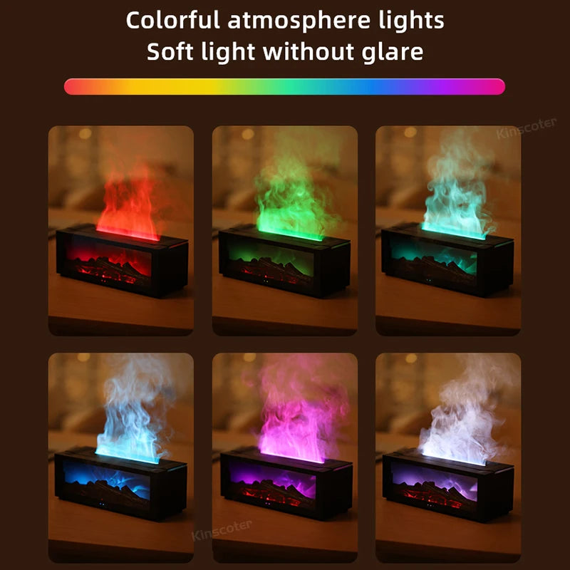 Fireplace Flame Aroma Diffuser with LED Light & Remote