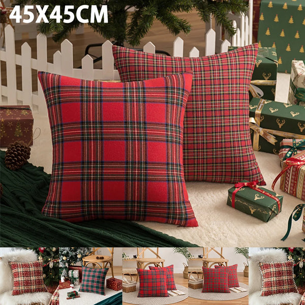 Christmas Tartan Plaid Throw Pillow Cover – 45x45CM