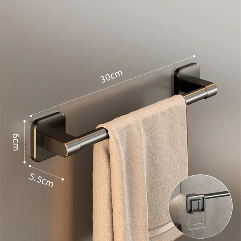 Wall-Mounted Towel Holder – Adhesive No Drill Towel Shelf for Bathroom
