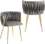 Velvet Dining Chairs Set of 2 – Tufted Accent Chairs with Gold Legs