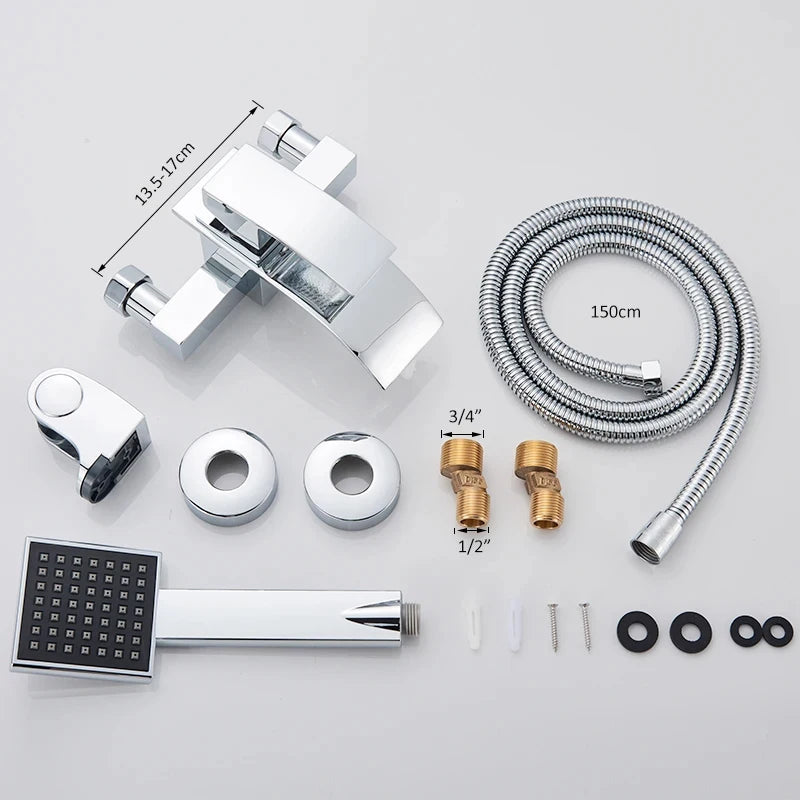 Modern Bathroom Tub Faucet With Shower - Wall Mounted