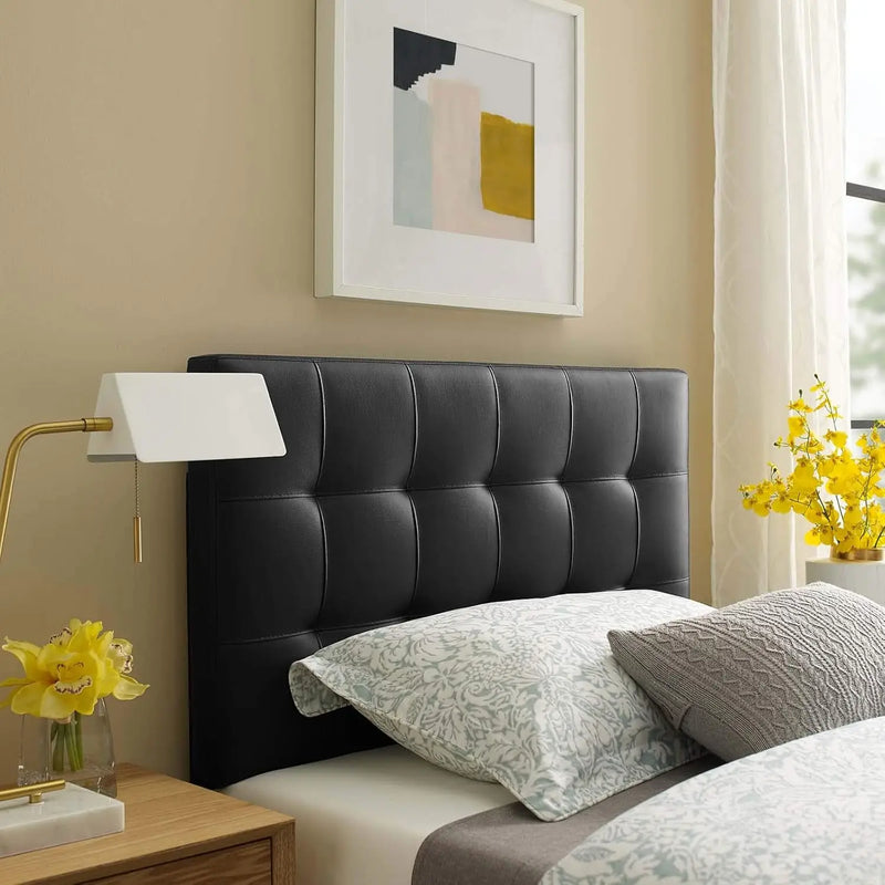 Lily Tufted Vegan Leather Queen Headboard – Adjustable Height