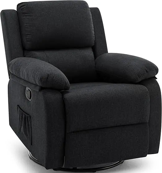 360° Swivel Rocker Recliner – Upholstered Glider Chair for Relaxation