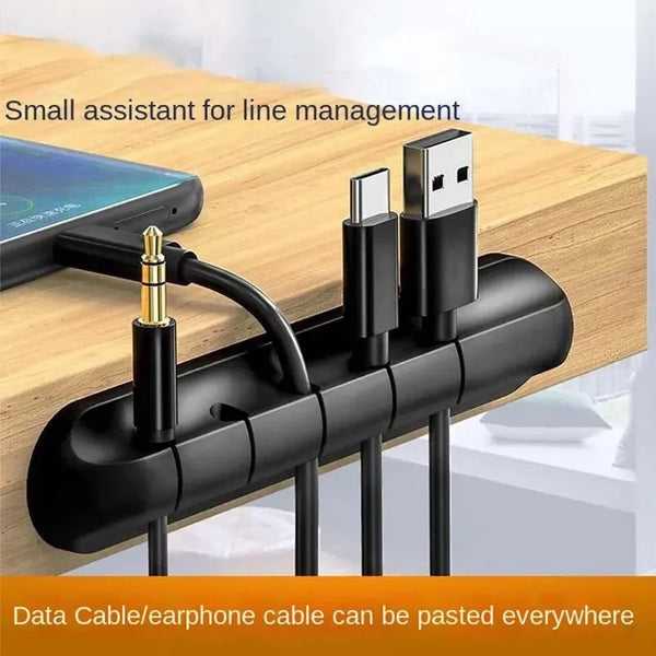 Self-Adhesive Desktop Cable Sorter – Silicone Cord Manager for Cables