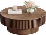 31.5" Natural Coffee Table – Modern Solid Wood Drum Tea Table for Living Room