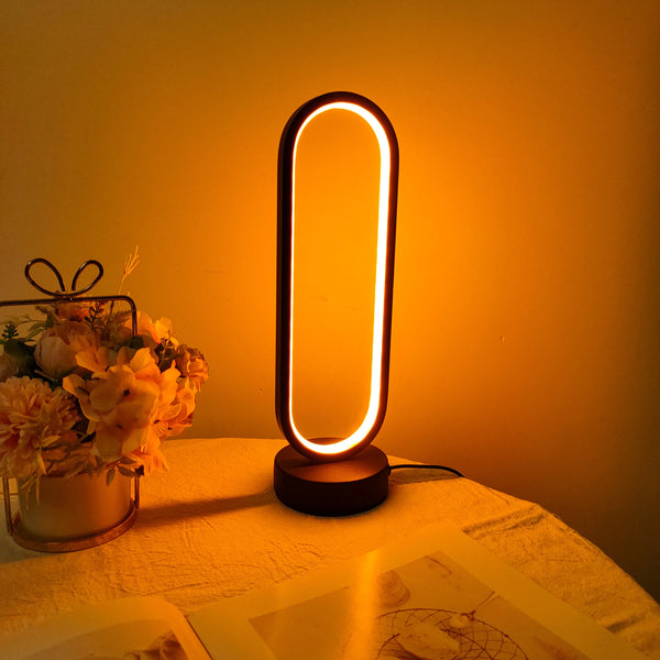 LED Ring Bedside Lamp with 3-Color Dimming – USB Powered