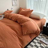 Solid Cotton Bedding Set with Duvet Cover, Pillowcases & Sheet, Multiple Sizes