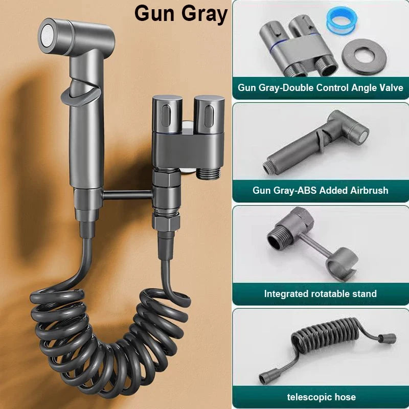 Wall-Mounted Toilet Bidet Sprayer with Double Outlet Angle Valve