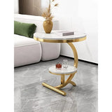 Luxury Marble End Table – Gold Round Coffee Table for Home Décor
