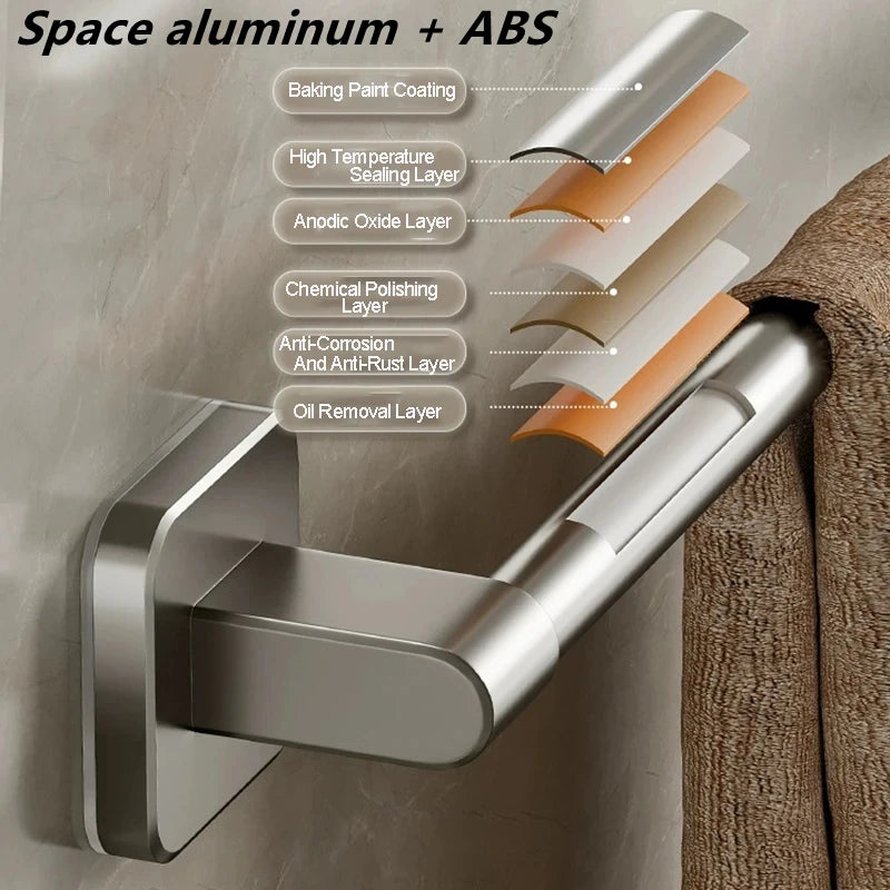 Wall-Mounted Towel Holder – Adhesive No Drill Towel Shelf for Bathroom