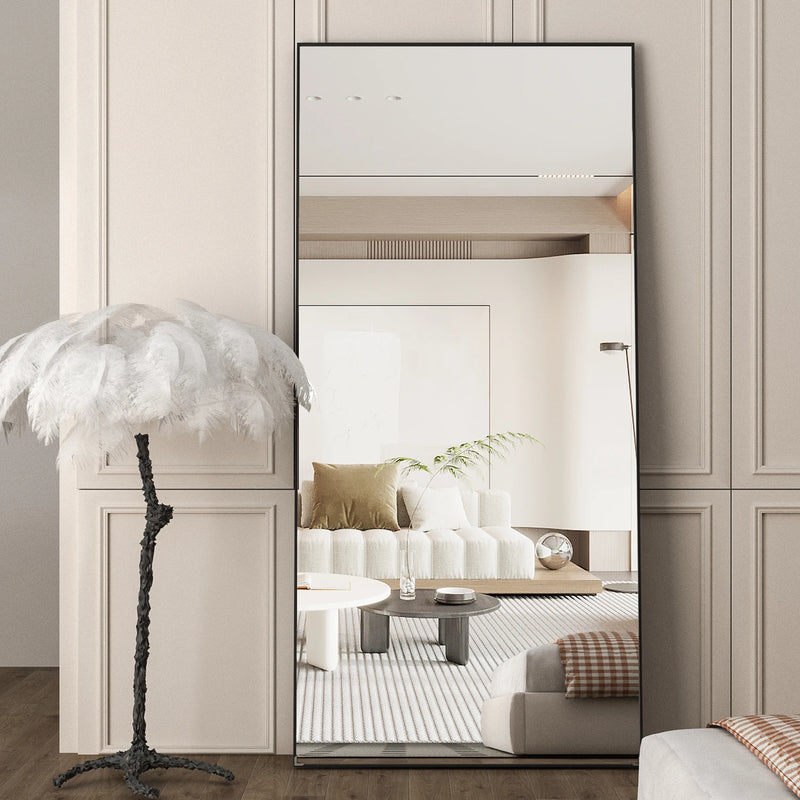 Krewe Home Interiors Full Length Mirror 65" x 24", Floor Standing Black Metal Frame